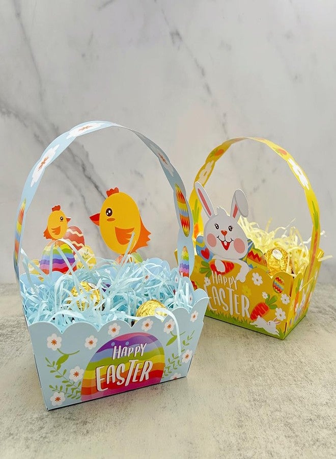 Suponey 12pcs Paper Easter Baskets Easter Treat Boxes Party Favor Boxes with Handle Eggs Containers for Kids Egg Hunt Home School Party Supplies - Image 2
